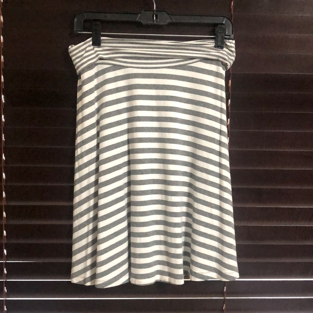 Grey and white roll top cotton skirt